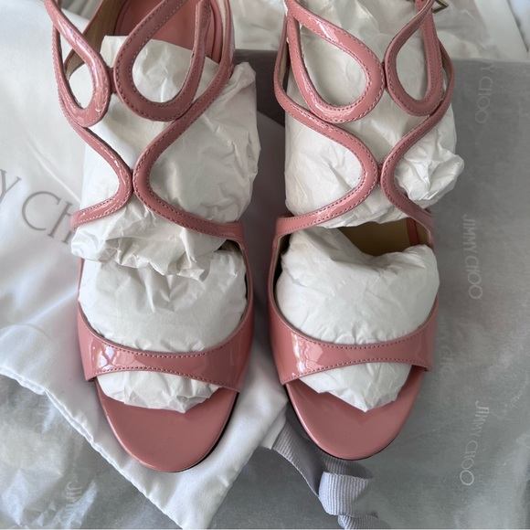 Sunset Peach Jimmy Choo Patent Sandals - Picture 4 of 14